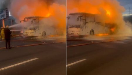 Faciadan dönüldü: Çanakkale’de öğrencileri taşıyan otobüs alev topuna döndü!